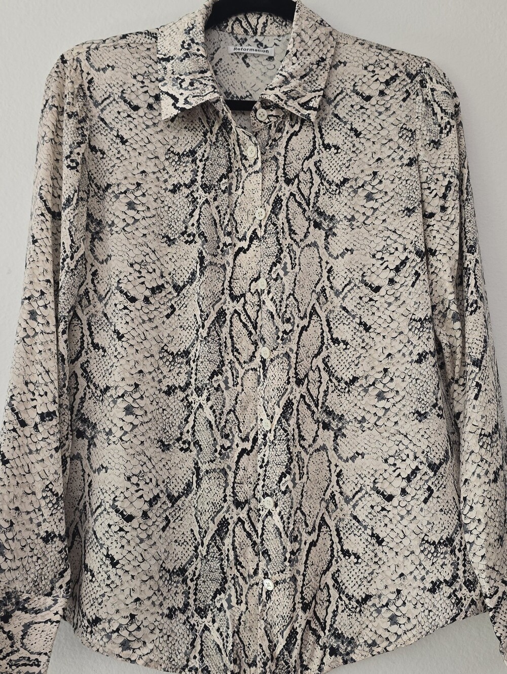 Silk Reformation Snake Print Button-Up Shirt